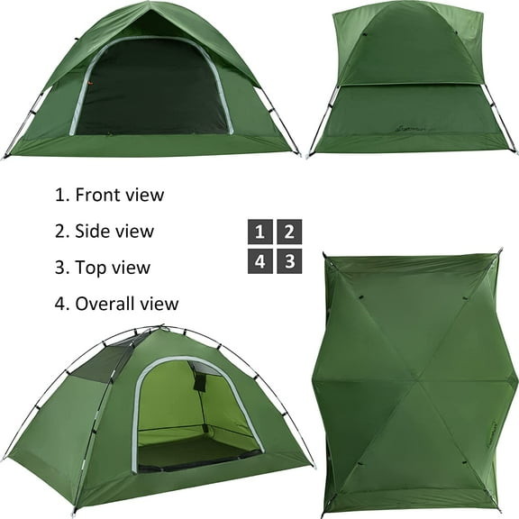 Vela Camping Tent for 4 Person - Waterproof Dome Tent with Easy Setup for Family, Outdoor, Kids, and Scouts in All Seasons