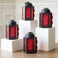 thumbnail image 1 of Mini Small Decorative Moroccan Candle Lantern Holders for Hanging, Indoor Home Decor, Outdoor Patio, Weddings, Red, 4pk, 1 of 12