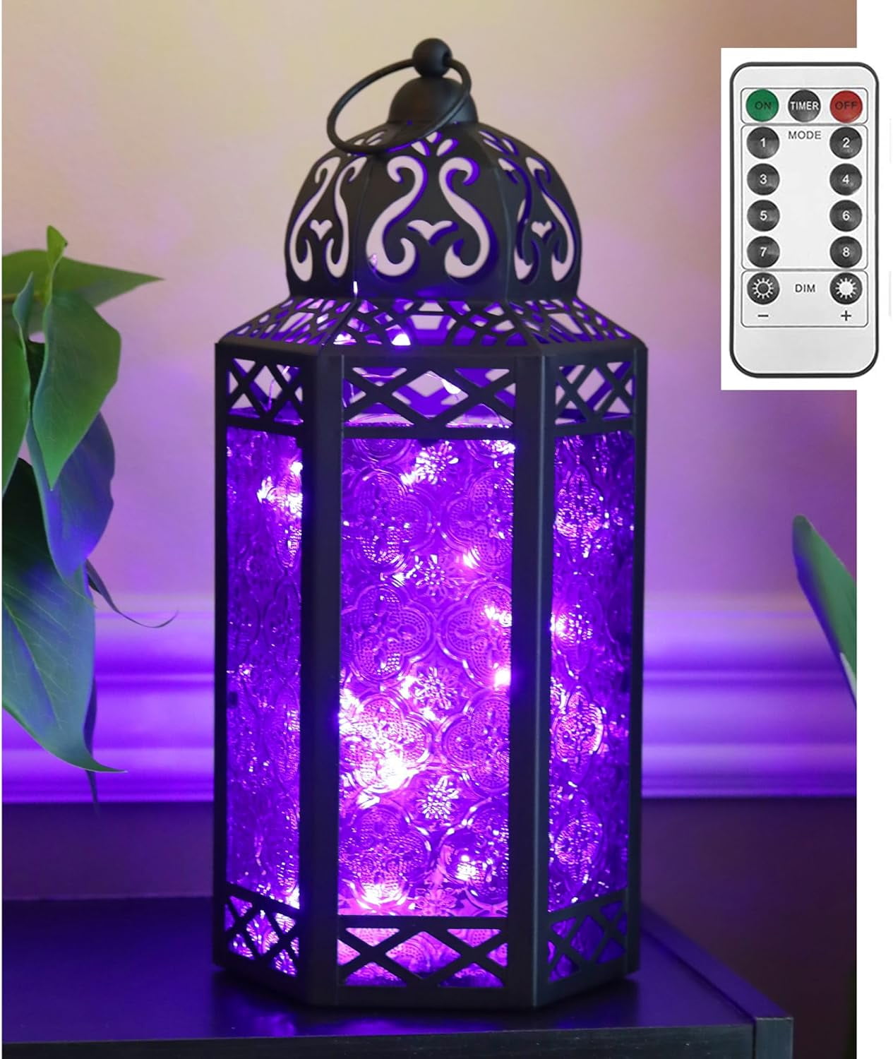ライト・ランタン BRIESTA Gradation purple Vela Lanterns Large Moroccan Style Candle Lantern with LED Lights