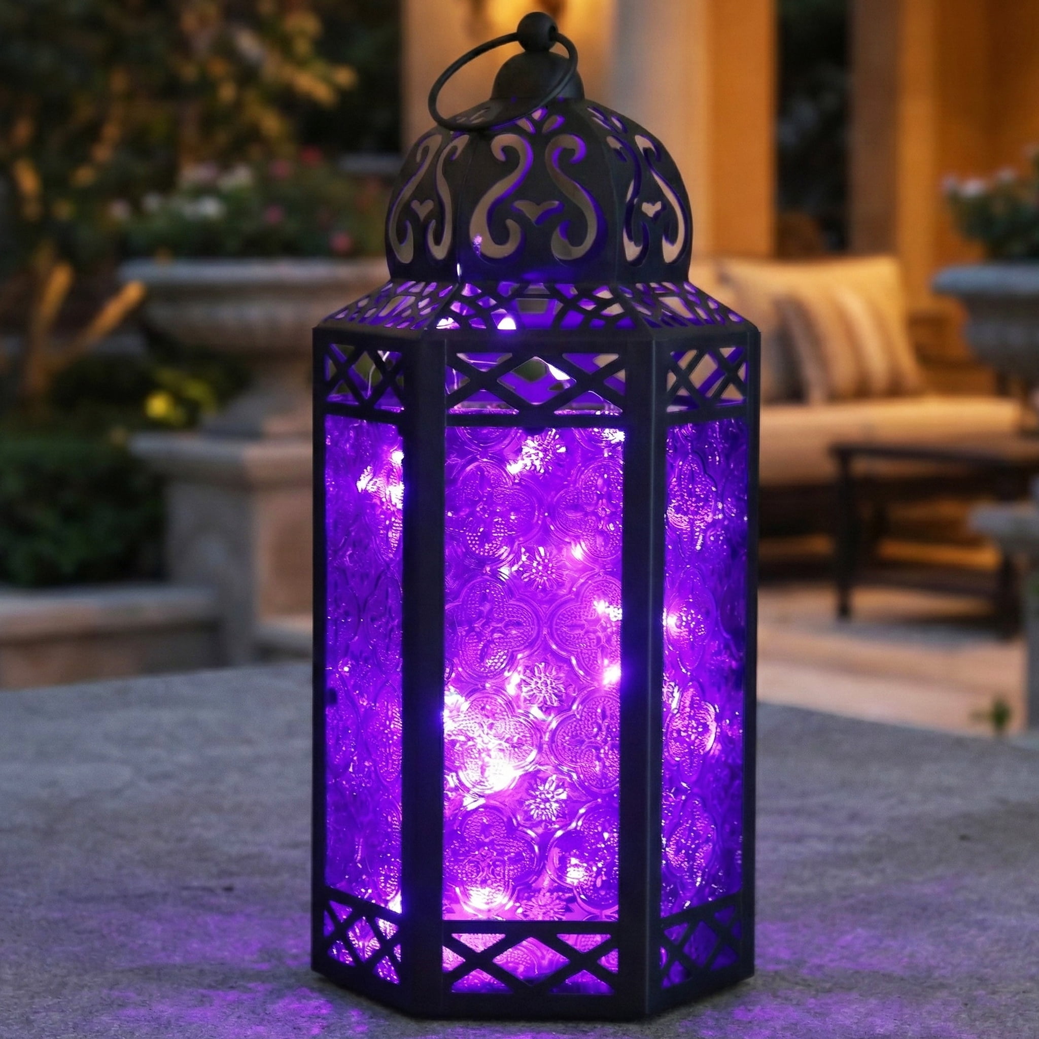 Vela Lanterns Large Moroccan Style Candle Lantern with LED Lights