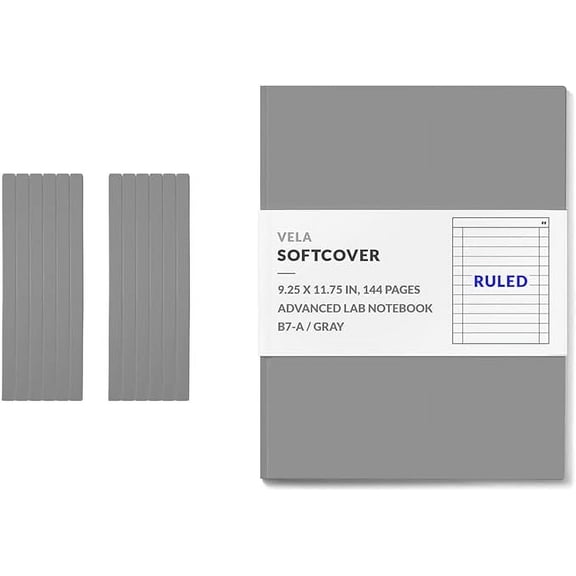 Vela Sciences B7 (12-Pack) Expanded Softcover Lab Notebook, 9.25 x 11.75 in (23.5 x 30 cm), 144 Pages, Permanent Bound, 70lb Heavyweight Paper (Ruled)
