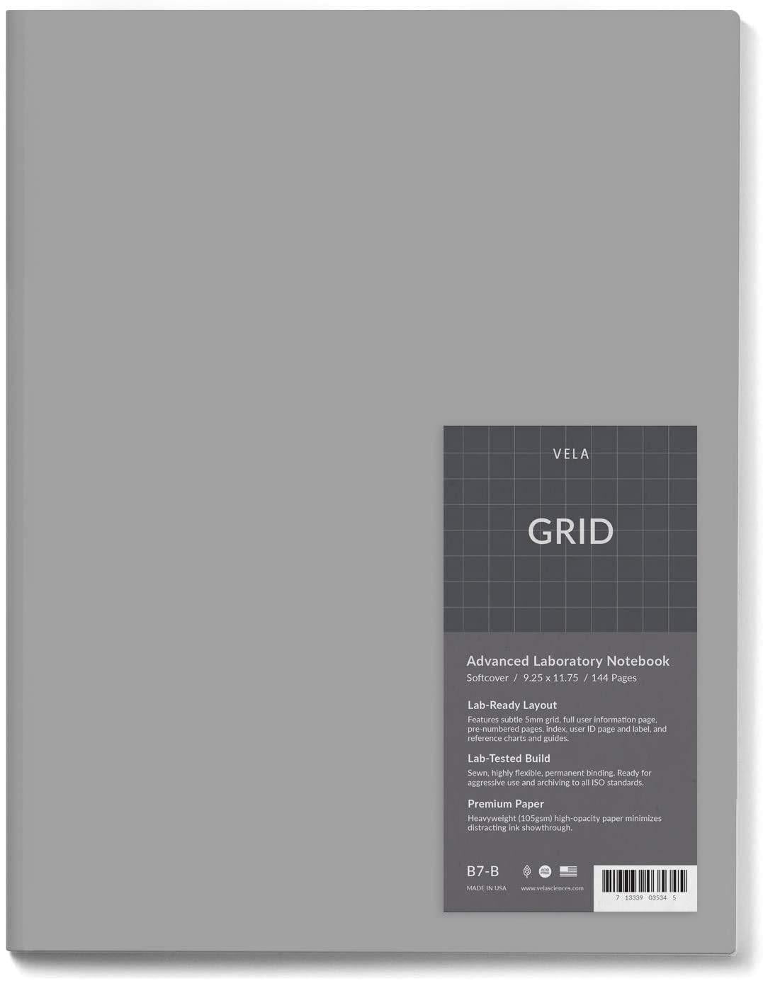 Vela Sciences B7B Expanded Softcover Lab Notebook, 9.25 x 11.75 in