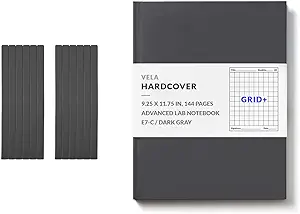 Vela Sciences E7 (12-Pack) Expanded Hardcover Lab Notebook, 9.25 x 11.75 in (23.5 x 30 cm), 144 Pages, Permanent Bound, 70lb Heavyweight Paper (Grid+)