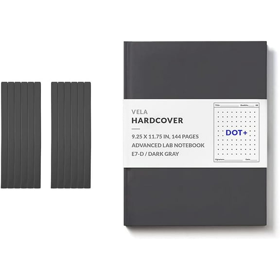 Vela Sciences E7 (12-Pack) Expanded Hardcover Lab Notebook, 9.25 x 11.75 in (23.5 x 30 cm), 144 Pages, Permanent Bound, 70lb Heavyweight Paper (Dot+)