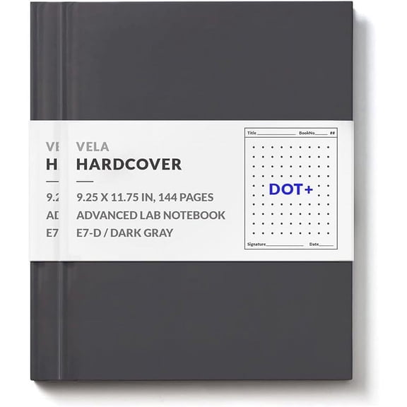 Vela Sciences E7 (2-Pack) Expanded Hardcover Lab Notebook, 9.25 x 11.75 in (23.5 x 30 cm), 144 Pages, Permanent Bound, 70lb Heavyweight Paper (Dot+)