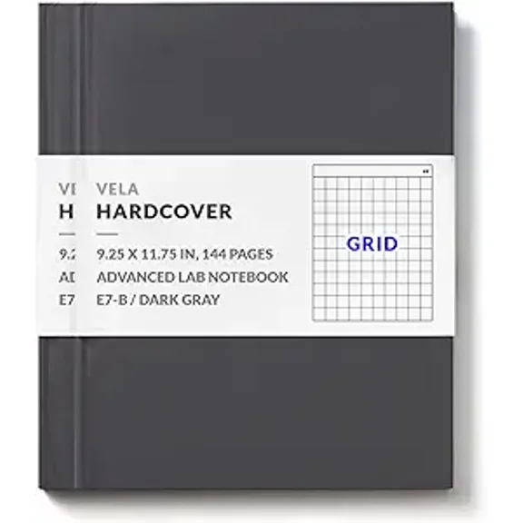 Vela Sciences E7 (2-Pack) Expanded Hardcover Lab Notebook, 9.25 x 11.75 in (23.5 x 30 cm), 144 Pages, Permanent Bound, 70lb Heavyweight Paper (Grid)