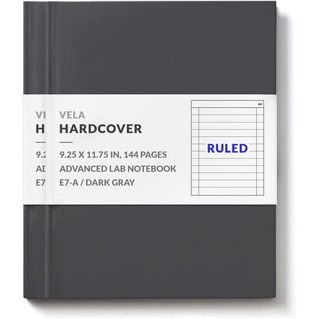 Vela Sciences E7 (2-Pack) Expanded Hardcover Lab Notebook, 9.25 x 11.75 in (23.5 x 30 cm), 144 Pages, Permanent Bound, 70lb Heavyweight Paper (Ruled)