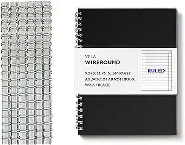 Vela Sciences W7 Expanded Wirebound Lab Notebook, 9.25 x