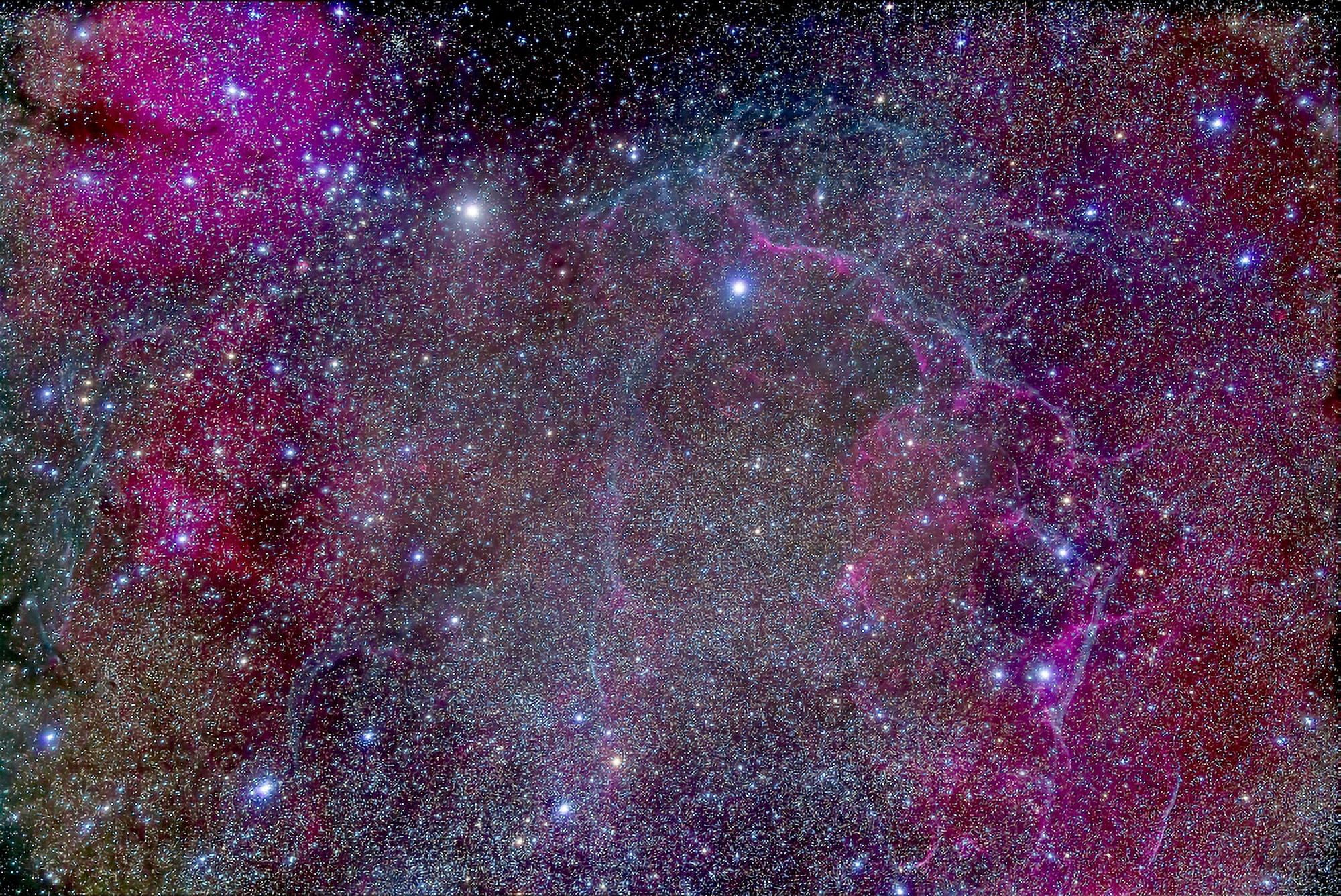 Vela supernova remnant in the center of the Gum Nebula area of Vela Canvas Art - Alan DyerStocktrek Images (17 x 12)