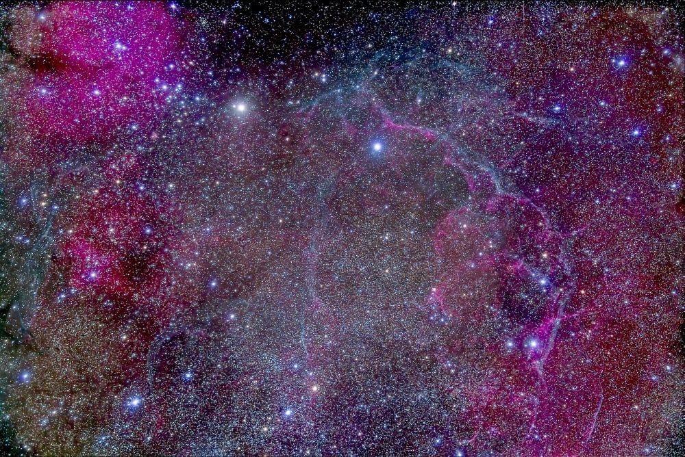 Vela supernova remnant in the center of the Gum Nebula area of Vela Canvas Art - Alan DyerStocktrek Images (34 x 23)