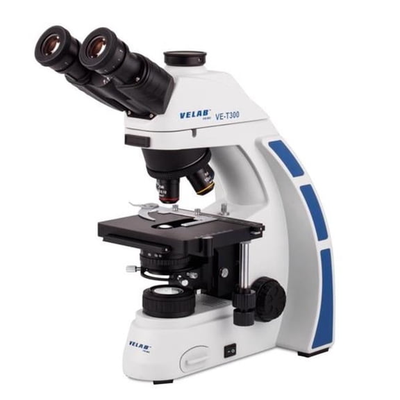 Velab VE-T300 Biological Trinocular Microscope with Plan Achromatic Objectives - Double Plate with X-Y Coaxial Movement