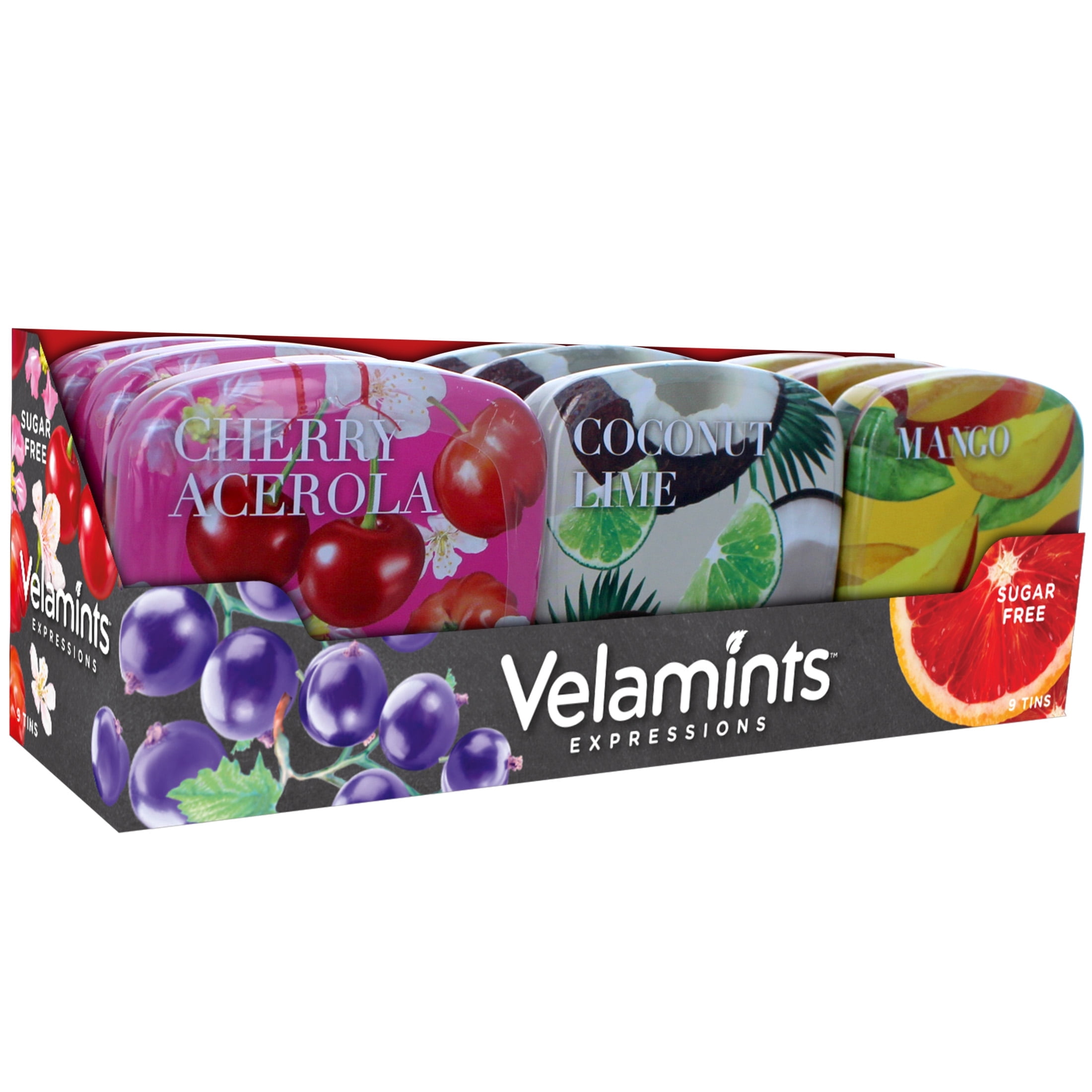 Velamints Expressions Sugar-Free Breath Mints, 3 Tins with Cherry