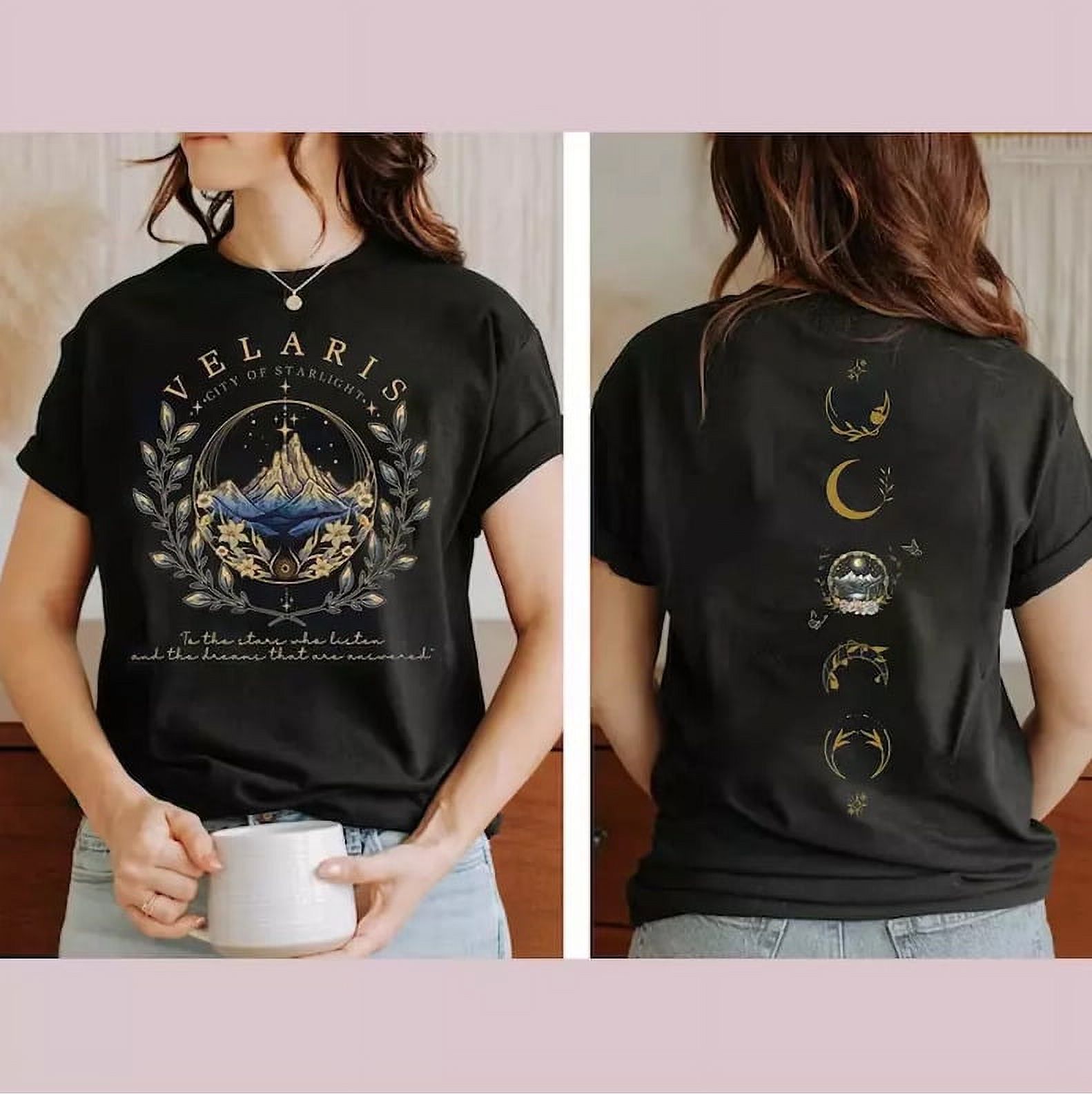Camicie vintage da donna Acotar Night Court T-Shirt Velaris City of Starlight T-shirt Night Court Graphic Tee Top, bianco, L