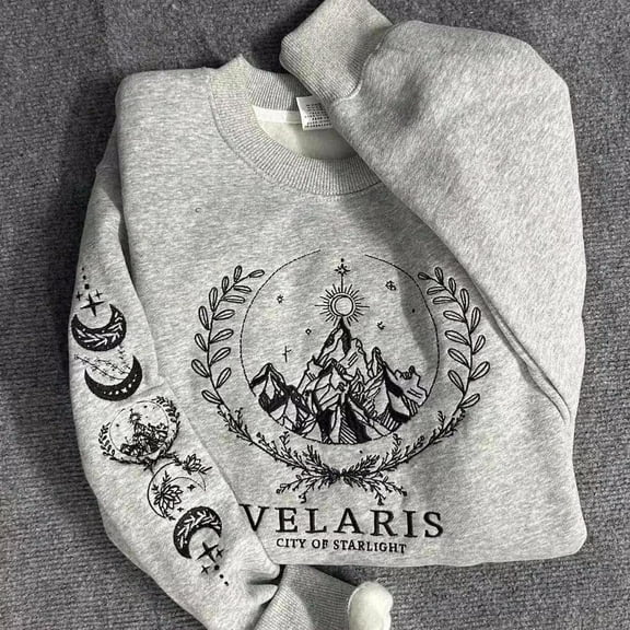 Velaris BLACK Velaris City Of Starlight Embroidered Sweatshirt, Acotar, Bookish, Unisex Sweatshirt-LINHKHA
