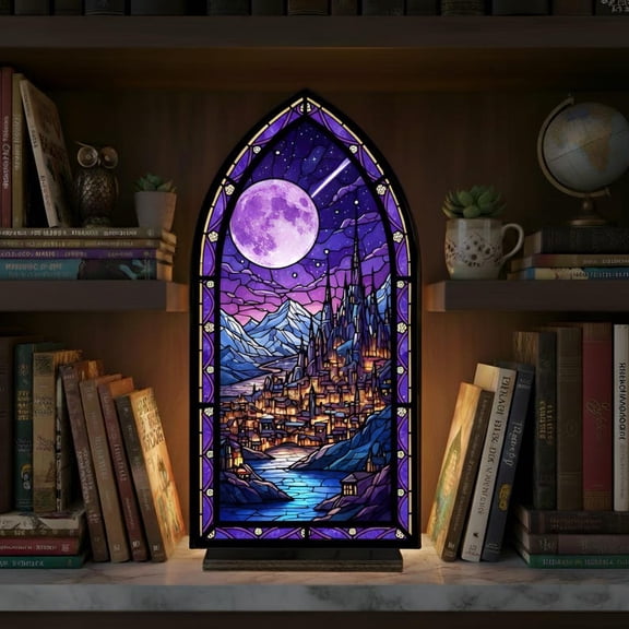 Velaris Book Nook, ACOTAR Night Court Moon Window Lamp, Fantasy Arch Bookshelf Insert, Bookish Starfall Decor, Night Court Book Nook