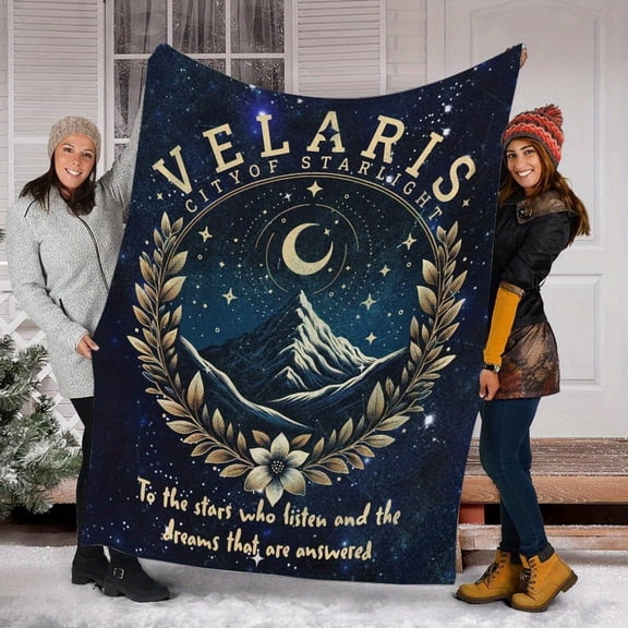 Velaris City Of Starlight Blanket, SJM Merch, The Night Court Bookish Aesthetic Throw Blanket, Birthday Gift for Book Lover, Printed on One Side with a Plain White Back, 280gsm with 100.00% Polyester