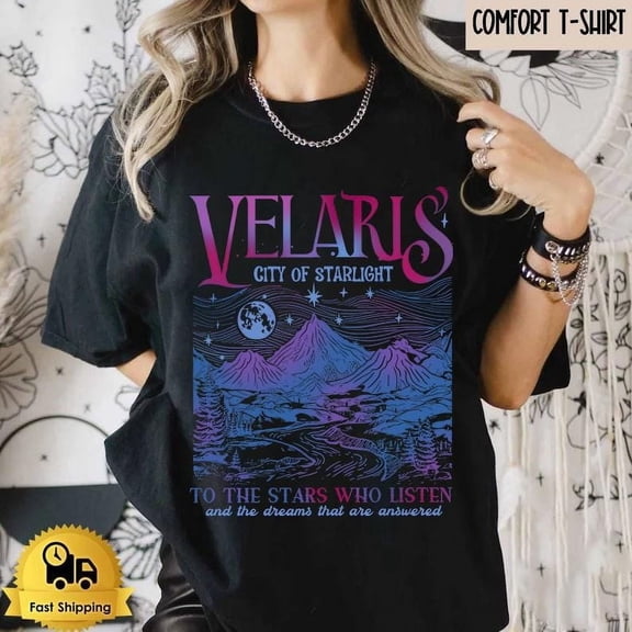 Velaris City of Starlight Tshirt, Acotar Shirt, Bookish Merch, Pepper Color, Size S