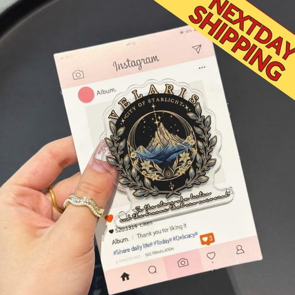 Velaris City of Starlight Phone Grip Elegant Mountain & Starry Night Design, Magical Fantasy Phone Stand, Perfect Gift for Book Lovers H8