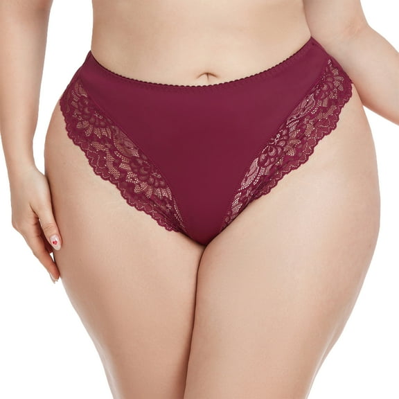 Velaura Fit for plus Size Underwear Size 14 Lifter Panties No Padding Womens Day of The Underwear Girls 90s Panties Womens Panties Lace High Cut Women's Plus Size Sexy Lace Trimmed Breathable