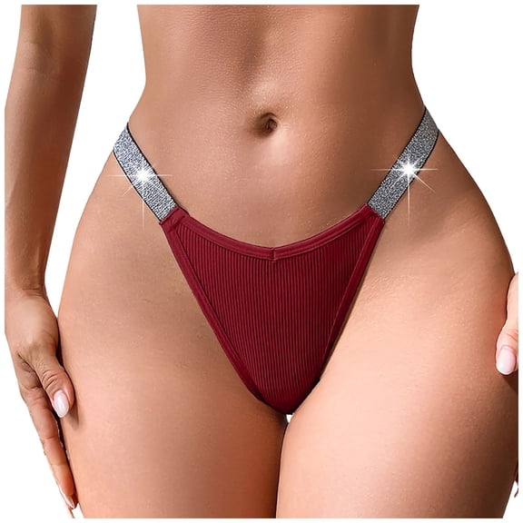 Velaura Women Fashion Panties Sexy Silver Ribbon Panties T Shorts Underwear for Boys 12 Years Pajama Bottoms for Women Waist High Vs Panties Set Striped Panties Womens Underwear Bikini Seamless Sheer