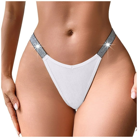 Velaura Women Fashion Panties Sexy Silver Ribbon Panties T Shorts Underwear for s 12 Years Pajama Bottoms for Women Waist High Vs Panties Set Striped Panties Womens Underwear Bikini Seamless Sheer