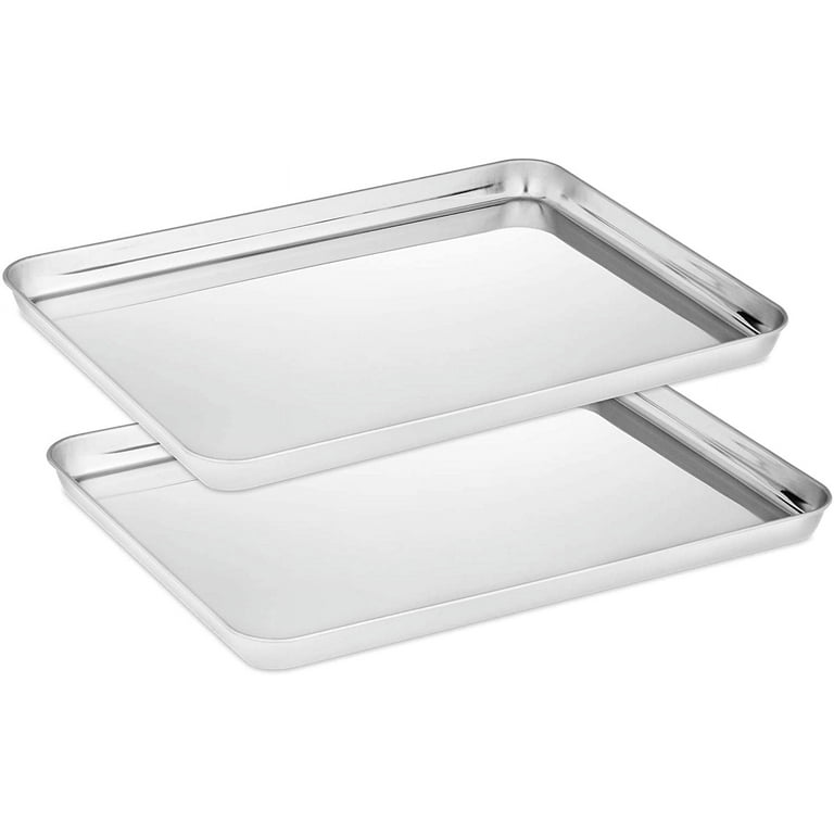 Velaze Baking Tray Set of 2, Stainless Steel Oven Trays Non-Stick Sheet,  Non Toxic & Healthy, Mirror Finish & Rust Free, Easy Clean & Dishwasher  Safe 
