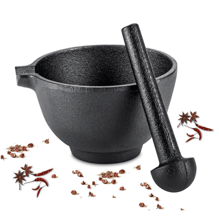 Velaze Cast Iron Mortar and Pestle Tool Set of 2 Spice Herb