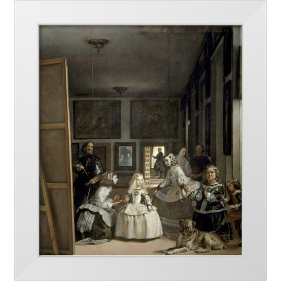 Velazquez, Diego 15x17 White Modern Wood Framed Museum Art Print Titled - The Family of Philip IV - Las Meninas