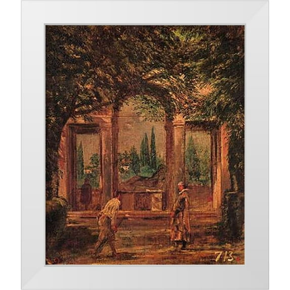Velazquez, Diego 15x17 White Modern Wood Framed Museum Art Print Titled - View Of The Gardens Of The Villa Medici Rome