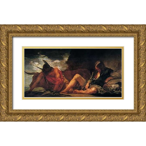Velazquez, Diego 18x11 Gold Ornate Wood Framed with Double Matting Museum Art Print Titled - Mercury And Argus
