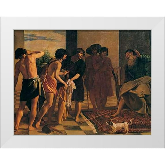 Velazquez, Diego 24x19 White Modern Wood Framed Museum Art Print Titled - Josephs Bloody Coat Brought To Jacob