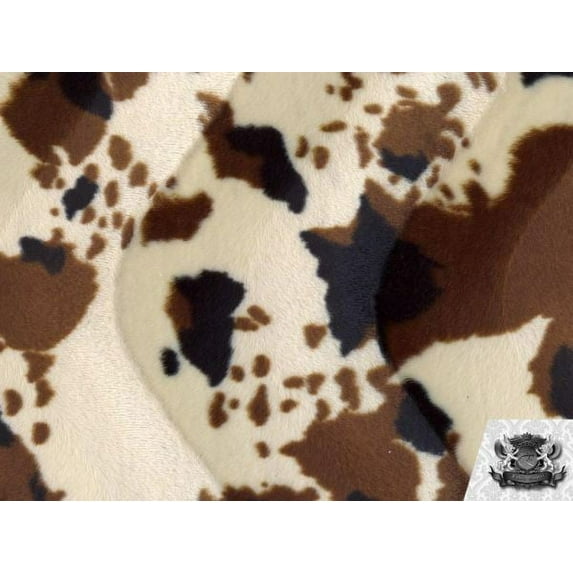 Velboa Faux Fake Fur Short Pile Beige and Black Cow Fabric