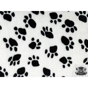 Velboa Faux Fake Fur Short Pile Black and White Paw Fabric
