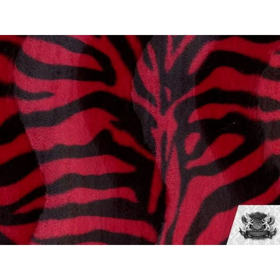 Velboa Faux Fake Fur Short Pile Short Pile Red and Black Zebra Fabric