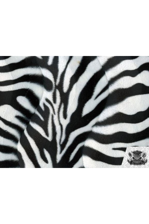 Velboa Faux Fake Fur Short Pile Zebra Black and Snow White Zebra Fabric
