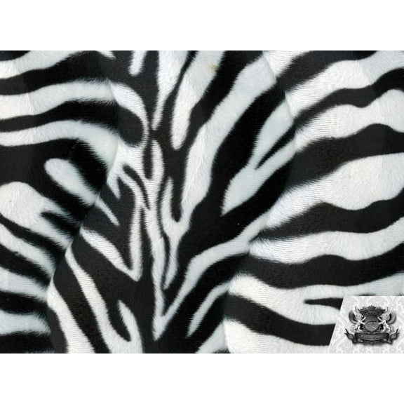 Velboa Faux Fake Fur Short Pile Zebra Black and Snow White Zebra Fabric