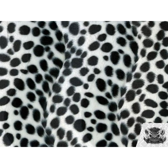 Velboa Faux Fake Fur White and Black Dalmatian Fabric