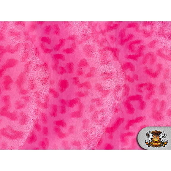 Velboa Short Pile Leopard PINK Fur Fabric By the Yard