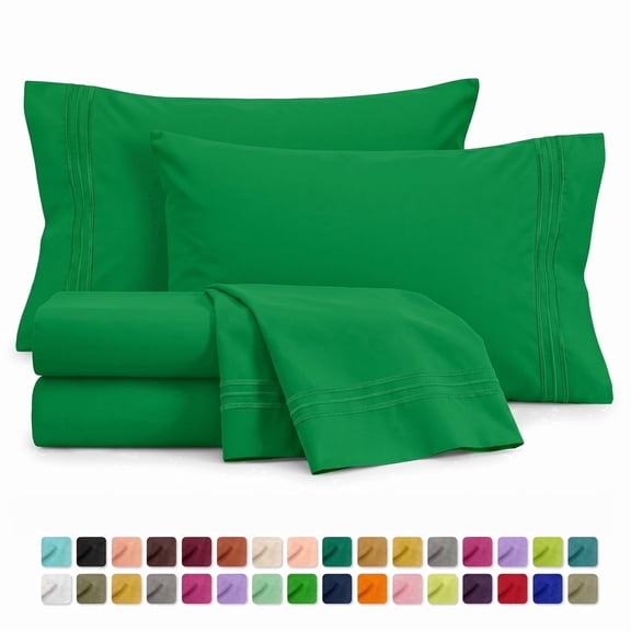 Velcea 4 Piece Bed Sheet Set, Soft Brushed Microfiber, Deep Pocket Wrinkle Free Sheets, California King, Emerald Green