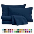 thumbnail image 1 of Velcea Art Deco 4-Piece 120 GSM Navy Blue Soft Brushed Microfiber Sheet Sets, Queen - Deep Pocket, 1 of 7