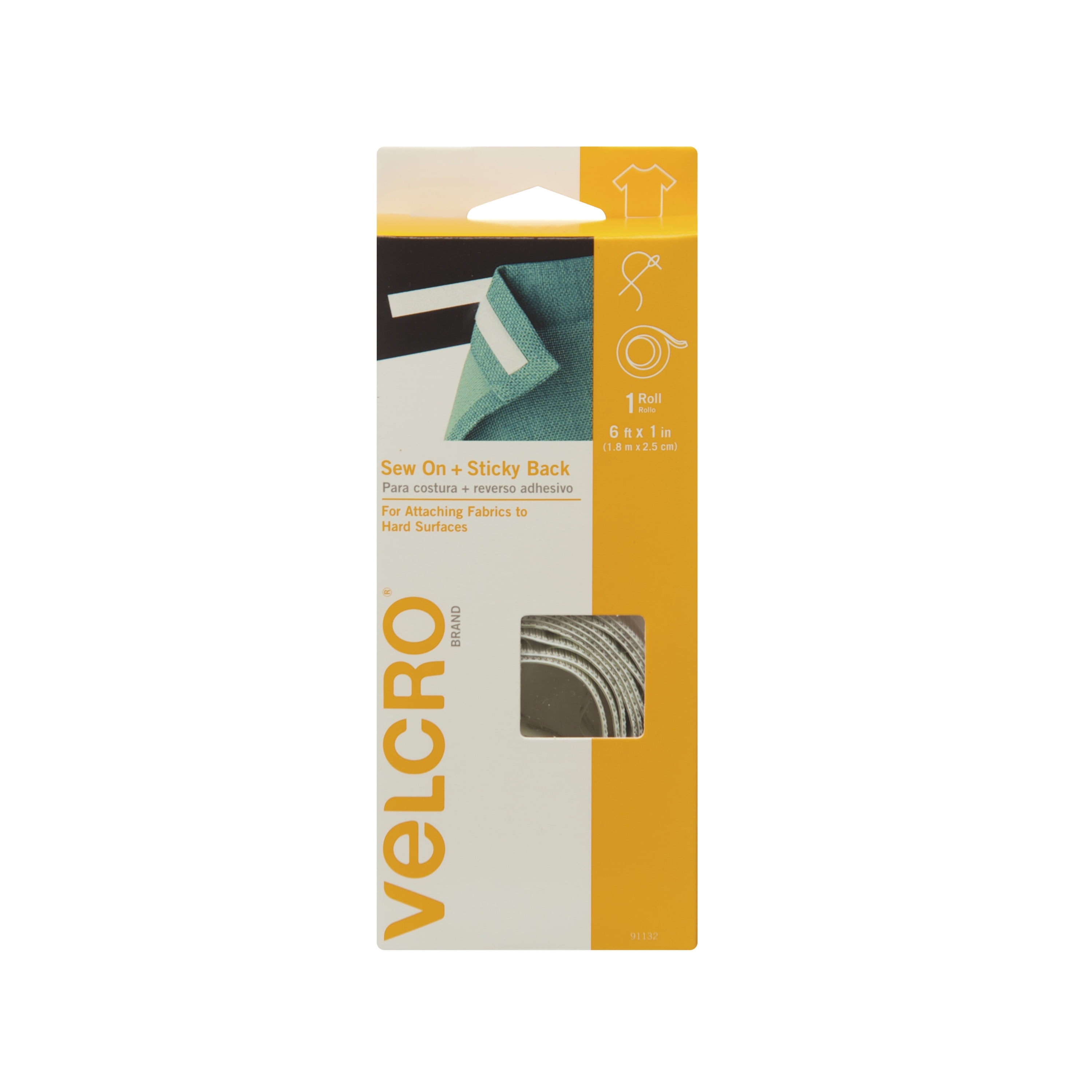 Velcro® Brand Home Decor Sew On And Sticky Back 6Ft X 1In Tape. White