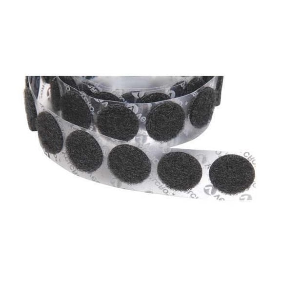 Reclosable Fastener, Disc, Acrylic Adhesive, 3/4 in, Black, 1028 PK
