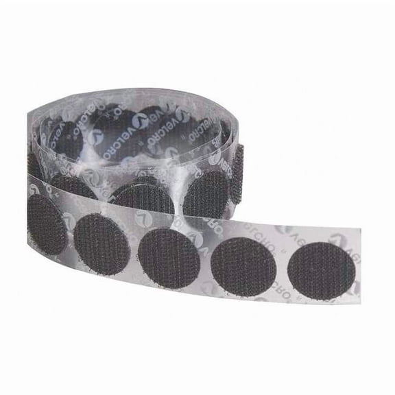 Reclosable Fastener, Disc, Acrylic Adhesive, 1/2 in, Black, 1440 PK 194122