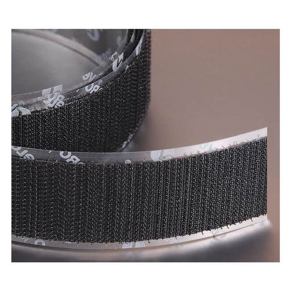 Velcro Brand Reclosable Fastener, Acrylic Adhesive, 75 ft, 6 in W, Black 158753