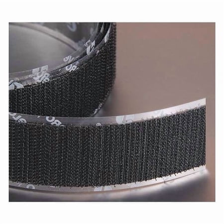Reclosable Fastener, Acrylic Adhesive, 75 ft, 1/2 in W, Black 196802