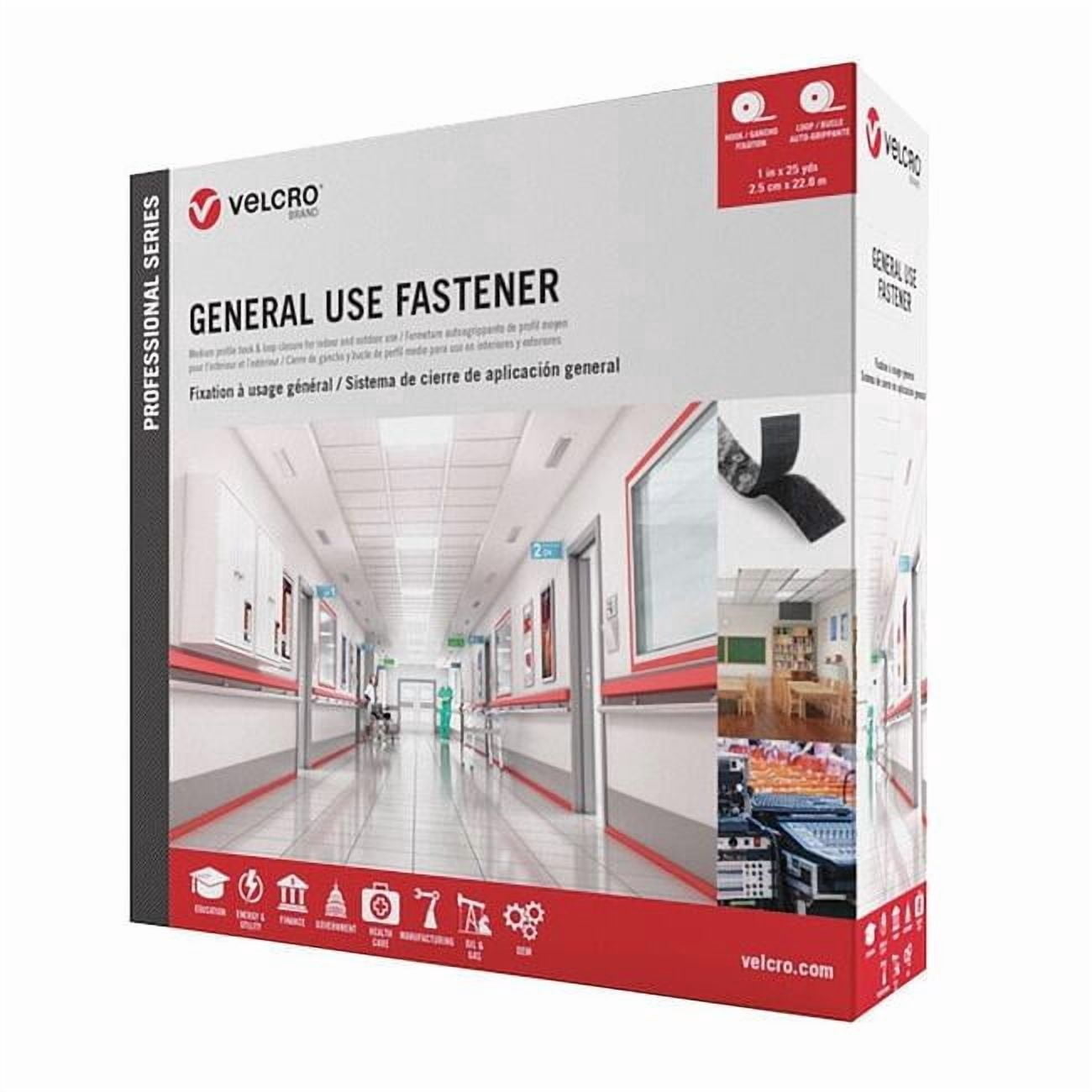 Velcro Brand Reclosable Fastener, Acrylic Adhesive, 75 ft, 1 in W, Black 31301