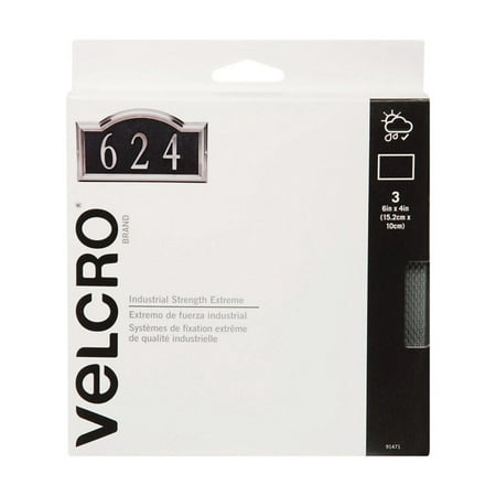VELCRO Brand Extreme Outdoor Wide Heavy Duty Strips | 6" x 4" Pk of 3 | Holds 15 lbs | Titanium Extreme Industrial Strength Adhesive Fasteners | Strong Weather Resistance for Rough Surfaces (91471)