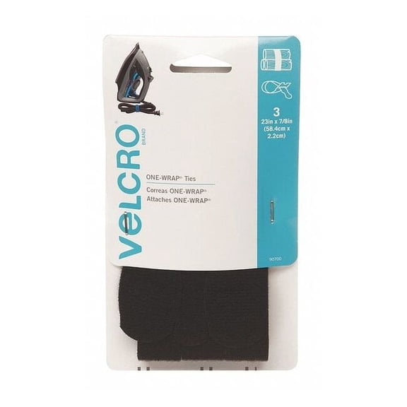 Velcro Brand Strap Roll, Hook-and-Loop, Black, PK3 90700