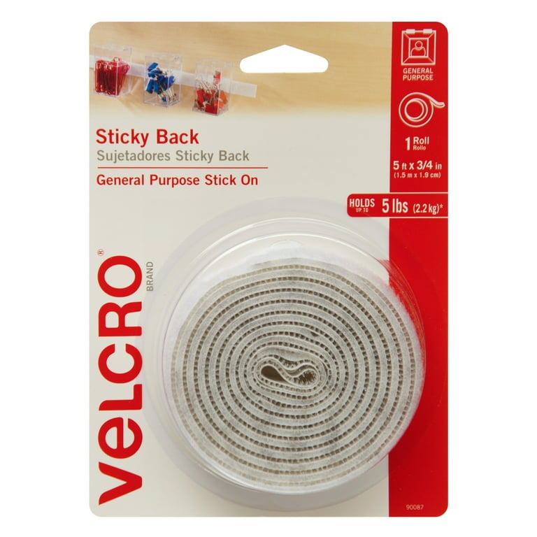 Velcro 3/4 x 5' White Sticky Back Tape
