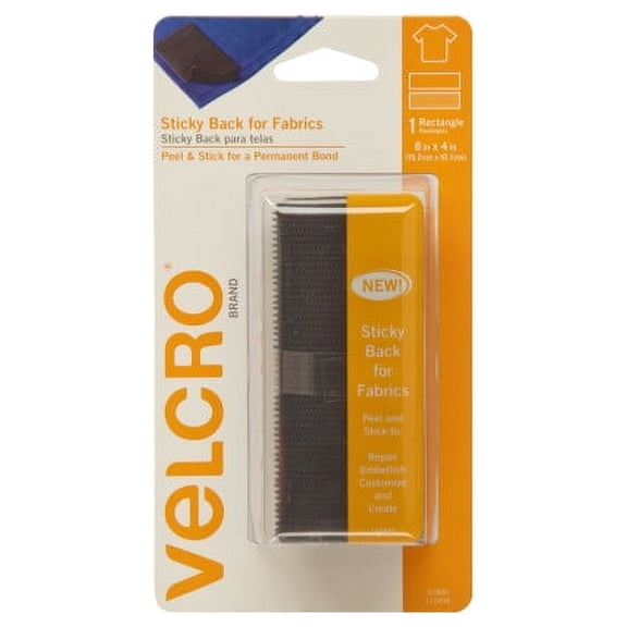 Velcroâ® Brand Sticky Back For Fabrics 6In X 4In Rectangle Black 1 Ct